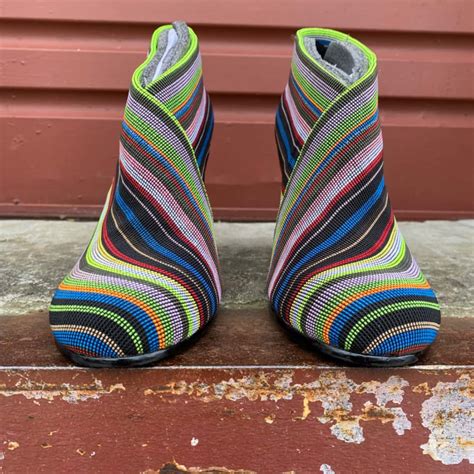 United Nude Womens Size Multicoloured Striped Slip On Fold Ankle