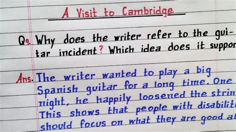 Why Does The Writer Refer To The Guitar Incident A Visit To Cambridge