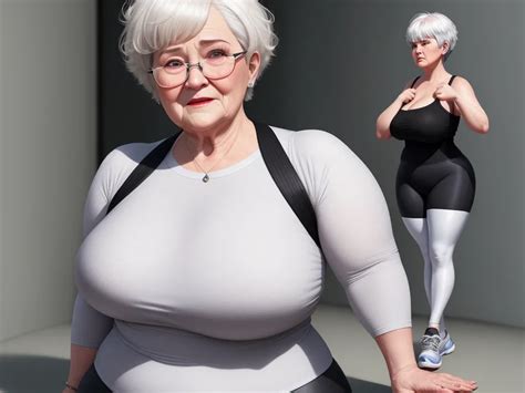 Ai Image Generator Free Bbw Granny Short Hairstyle Showing Her Huge Big