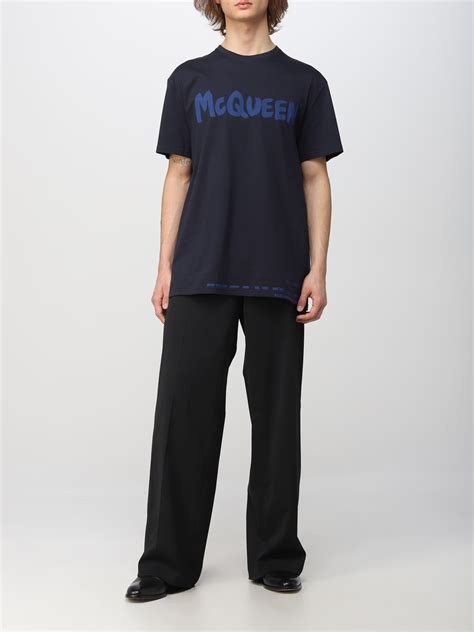 Alexander Mcqueen T Shirt For Man Navy Alexander Mcqueen T Shirt