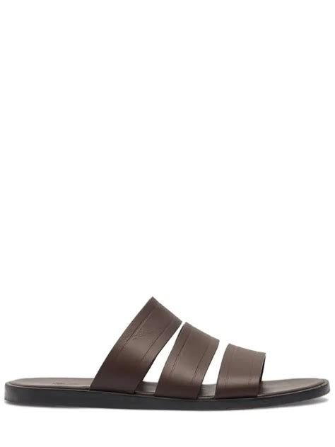 Loro Piana Naha Seawalk Silky Leather Slides Dark Brown Editorialist