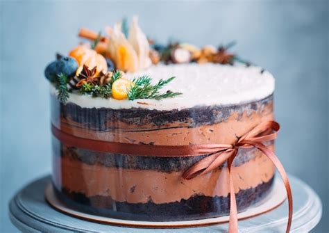 Premium Photo Naked Cake Decorated With Fruit