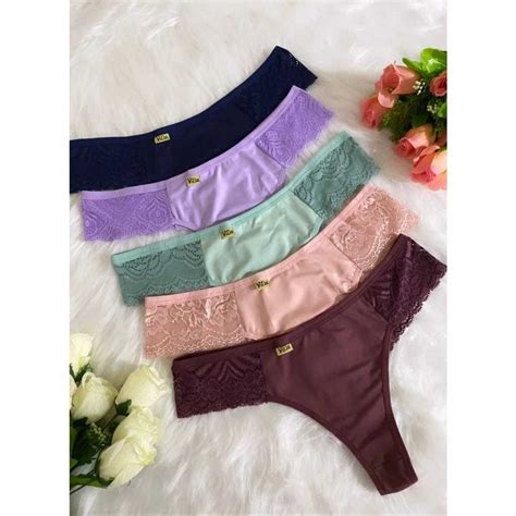 Calcinha fio dental sexy plus size kit 5 calcinhas lingerie feminina sensual moda íntima