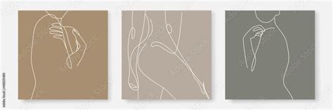 Woman Body One Line Drawing Prints Set Female Naked Body Creative Contemporary Abstract Line