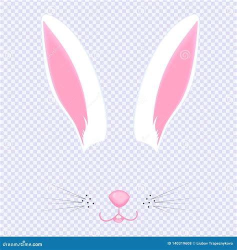 Easter Bunny Ears And Nose Mask For Carnival Selfie Photo Chat The