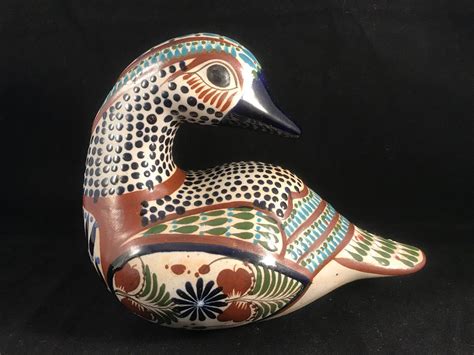 Vintage Ceramic Tonala Pottery Duck Mexico Signed Mateos Pottery