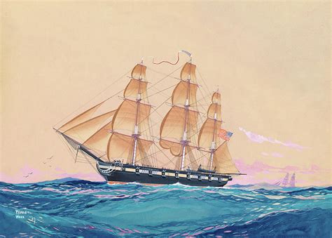 Uss Independence 1814 In Strong Breeze Heavy Swell 1927 Painting