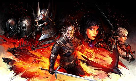 The witcher 3: wild hunt, artwork, armor, flames, sword, Games, HD ...