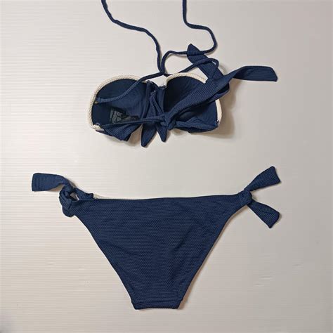 Accessorize Blue White Bikini Set Size 6 Bikini Depop