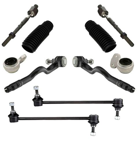 10 Pc Front Suspension Kit Rack And Pinion Bellow Boots Tie Rod End