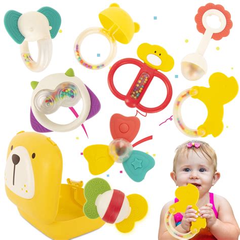 Pcs Baby Rattles Toys Set Infant Grab Shake Rattle Sensory Teether