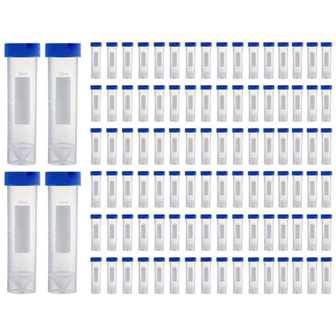 Self Standing Centrifuge Tubes 50ML 100 Pack Plastic Test Tube With