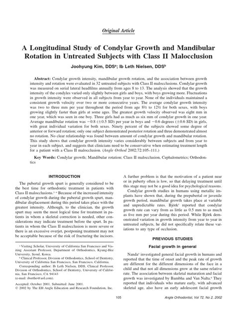 longitudinal study  condylar growth  mandibular rotation