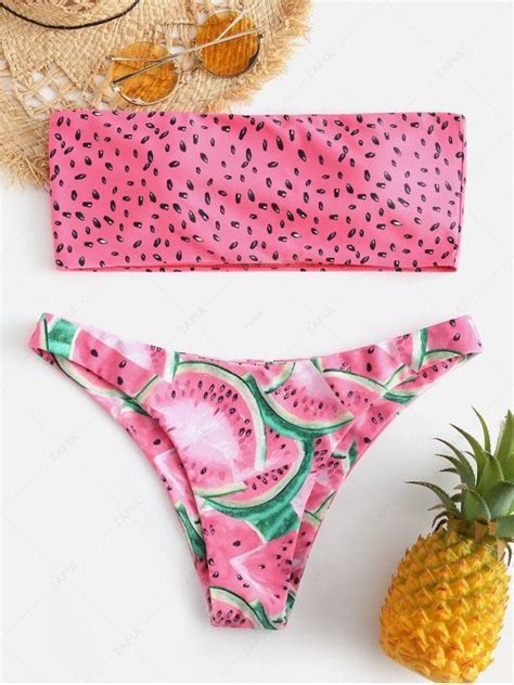 Off Zaful Watermelon High Cut Bikini Set In Light Pink Zaful