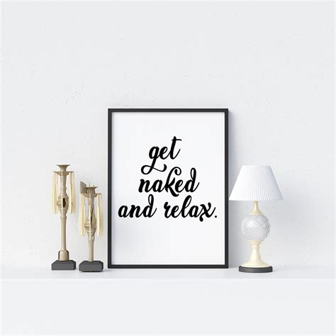 Get Naked Relax Bathroom Print Décor Typography Wall Art Home Framed