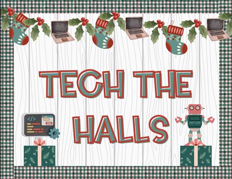 Tech the Halls Bulletin Board Kit/ Christmas Technology Board /STEM