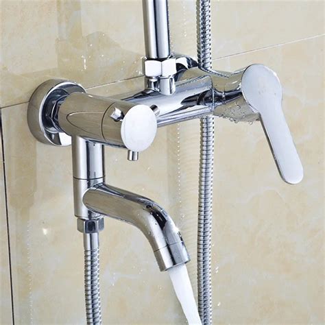 Wall Mount Hot Cold Shower Mixer Faucet Chrome Brass Waterfall Bathroom