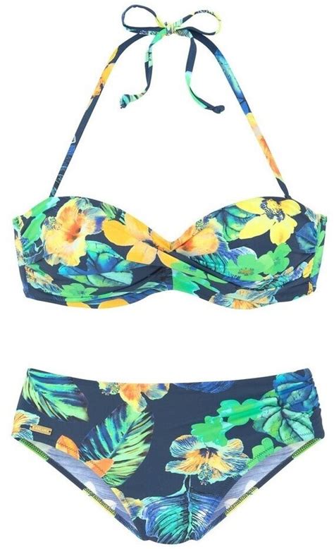 Lascana B Gel Bandeau Bikini Nachtblau Gelb Ab Preisvergleich Bei Idealo De
