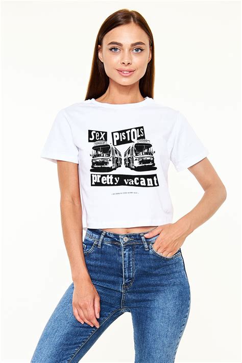 Sex Pistols Beyaz Croptop Tişört