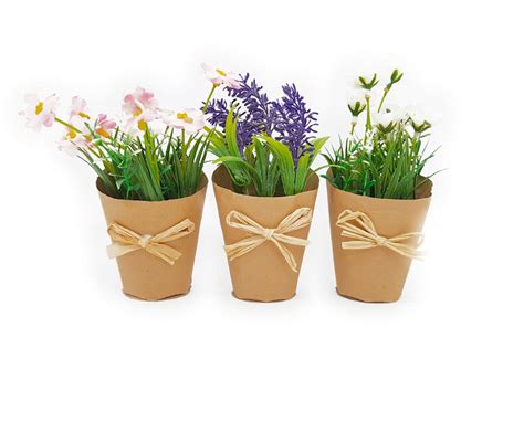 Set Of Artificial Flowers In Pots