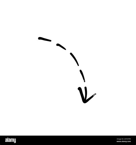 Long Dotted Arrow Icon Pointing Down In Flat Style On White Isolated