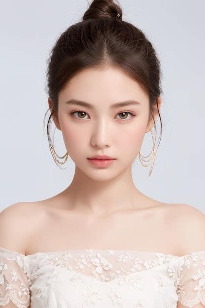 Premium Photo Portrait Of Beautiful Women With Blonde Top Knot Off Shoulder Lace Top Looking