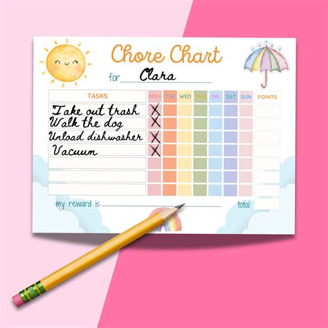 Chore Chart Kids Chore Chart Toddler Chore Chart Summer Chore Chart