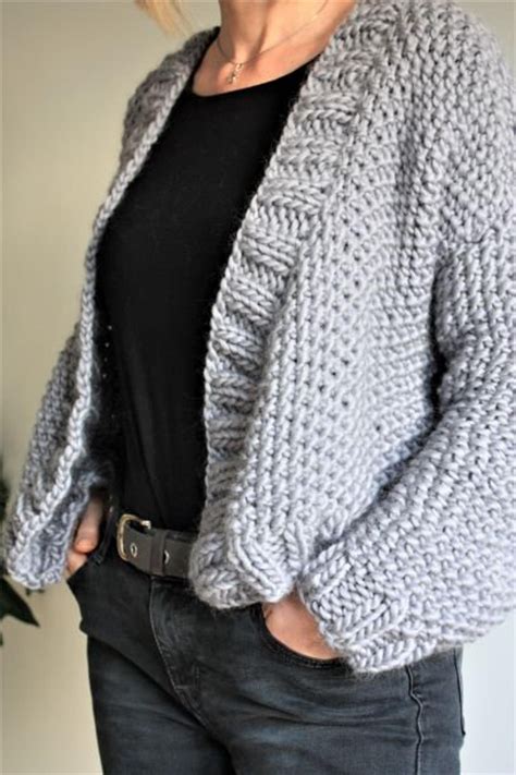 Knitting Pattern Easy Chunky Knit Cardigan Womens Cardigan Super