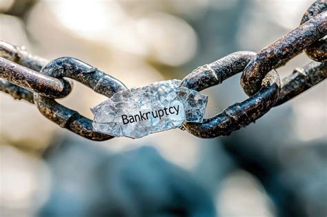 Bankruptcy Concept with Broken Chain Link on Cracked Background Stock