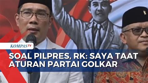 Ridwan Kamil Tanggapi Pantun Hasto Saya Taat Aturan Partai Golkar