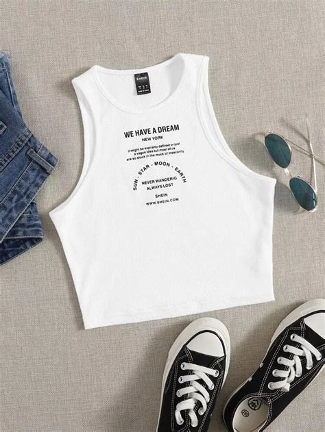 Shein Slogan Graphic Crop Tank Top Artofit