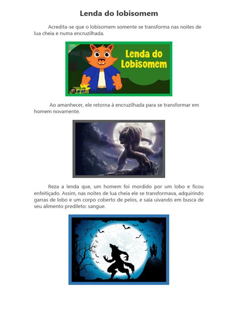 Lenda Folclorica Do Lobisomem - Lenda Do Lobisomem | PDF