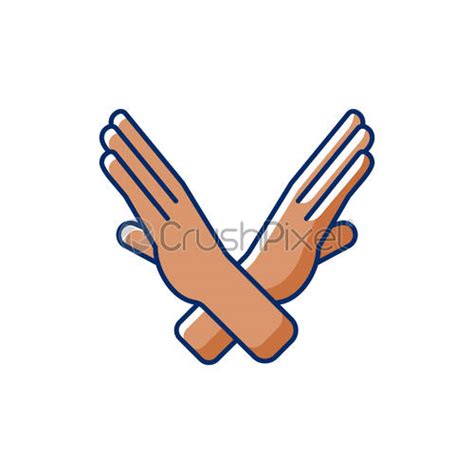 Crossed Arms Stop Gesture Rgb Color Icon Stock Vector