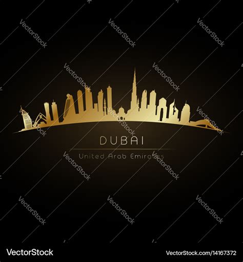 Golden Logo Dubai Uae City Skyline Royalty Free Vector Image