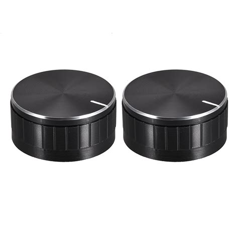 2 Pcs Potentiometer Knob Knurled Shaft Black Aluminum Groove Surface