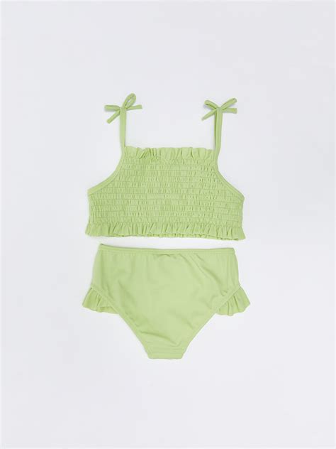 LCW baby Yeşil Esnek Kumaştan Kız Bebek Bikini Takımı 2 li S3CP19Z1 G5G LCW