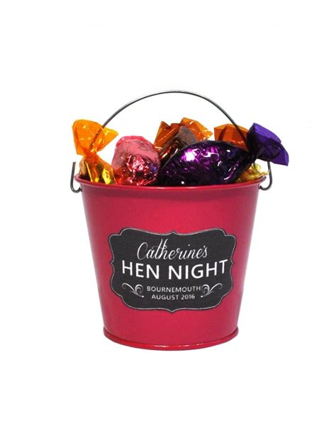 X1 Personalised Hen Party Favour Kit Deluxe Mini Bucket With Treats