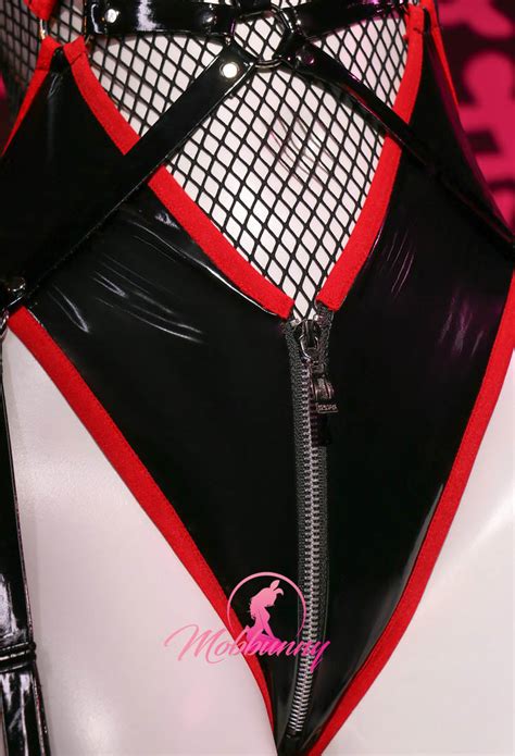 Ninja Sexy Lingerie Set Black Cutout Zipper Bodysuit With Long Sleeve Mesh Top And Stockings