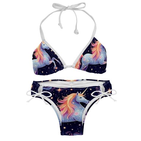 Starry Unicorn Detachable Sponge Adjustable Strap Two Pack Bikini Set Swimsuits For Women