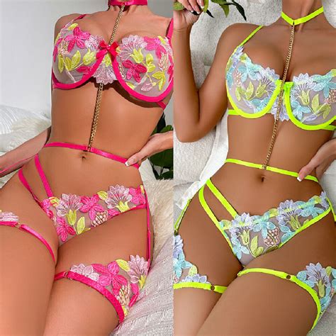 Women S Sexy Lingerie Lace Babydoll Bra Thong Set Sleepwear Underwear Nightwear Ebay
