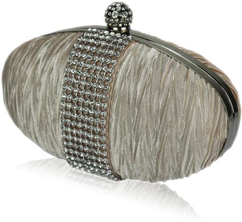 Wholesale Nude Clutch Bag With Satin Ruffle Diamante Trim