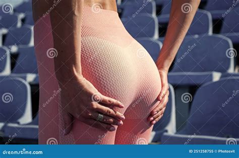 Lady Has Tight Ass Sportive Woman In Sportswear Woman On Stadium