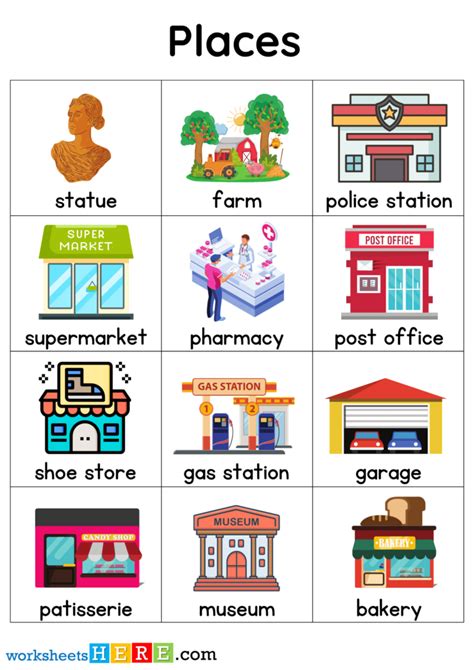 Places Names With Pictures Places Flashcards Pdf Worksheets For