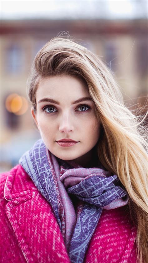 Women Model Blonde Blue Eyes Scarf X Phone HD Wallpaper