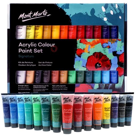 Mont Marte Acrylic Paint Set 24Pcex36Ml Multi Amazon In Home Kitchen