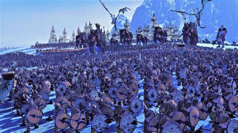 Norsca Vs Snow Elves 13 000 Unit Cinematic Battle Total War