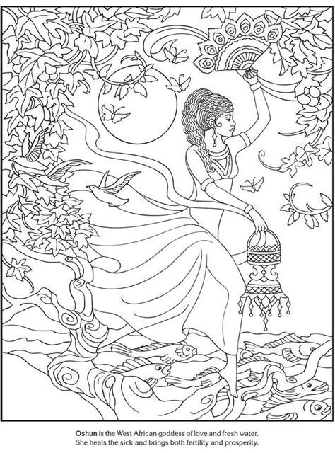 African Goddess Love And Fresh Water Africa Coloring Pages For Adults