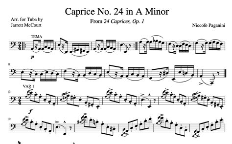 Paganini Caprice 24 For Solo Tuba Pdf Download Jarrett Mccourt