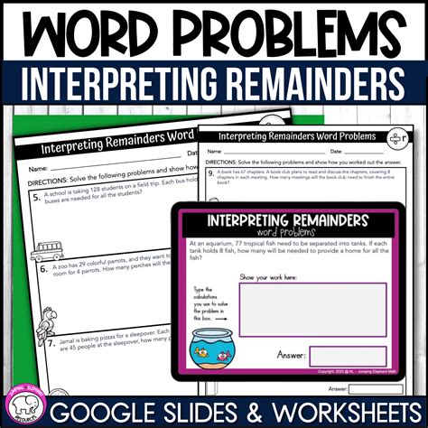 Interpreting Remainders Word Problems Division Google Slides and