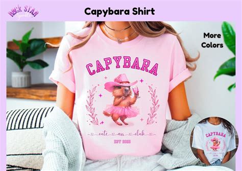 Capybara T Shirt For Her Cute Ass Club Shirt For Cowgirl Pink Gift Tee Bachelorette Merch Social
